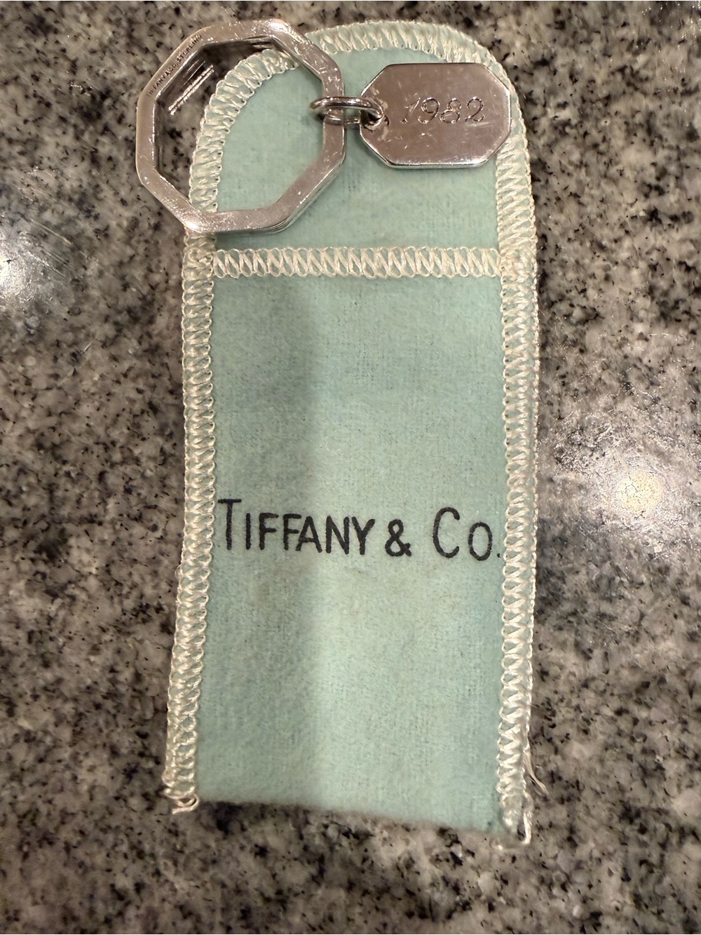 Tiffany & Co. Octagon Key Ring with 1982 and A&S tag - Picture 3 of 10